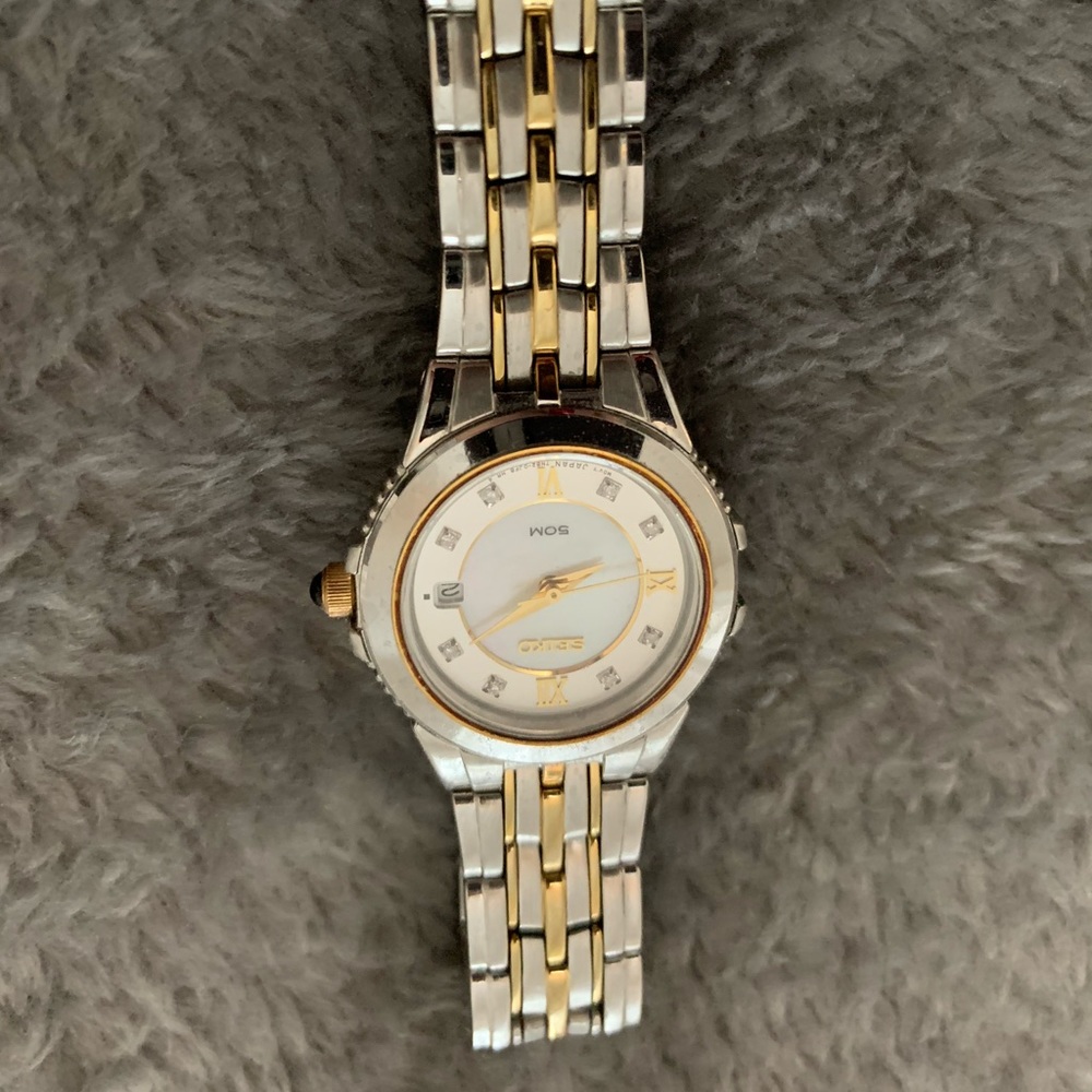 Seiko watch with diamond accents